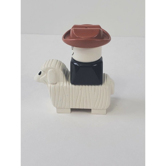 Vintage Lego Duplo Figure Cowboy on top of Vintage Lego Duplo Sheep - Picture 4 of 8